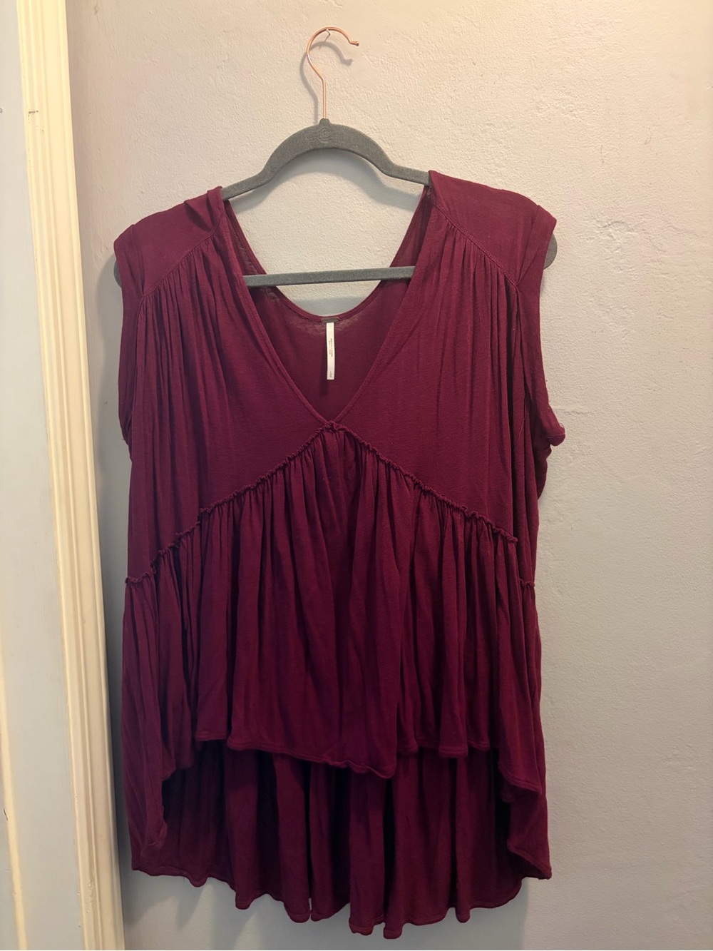 EUC Free People Flowy Top - Burgundy - Picture 3 of 4